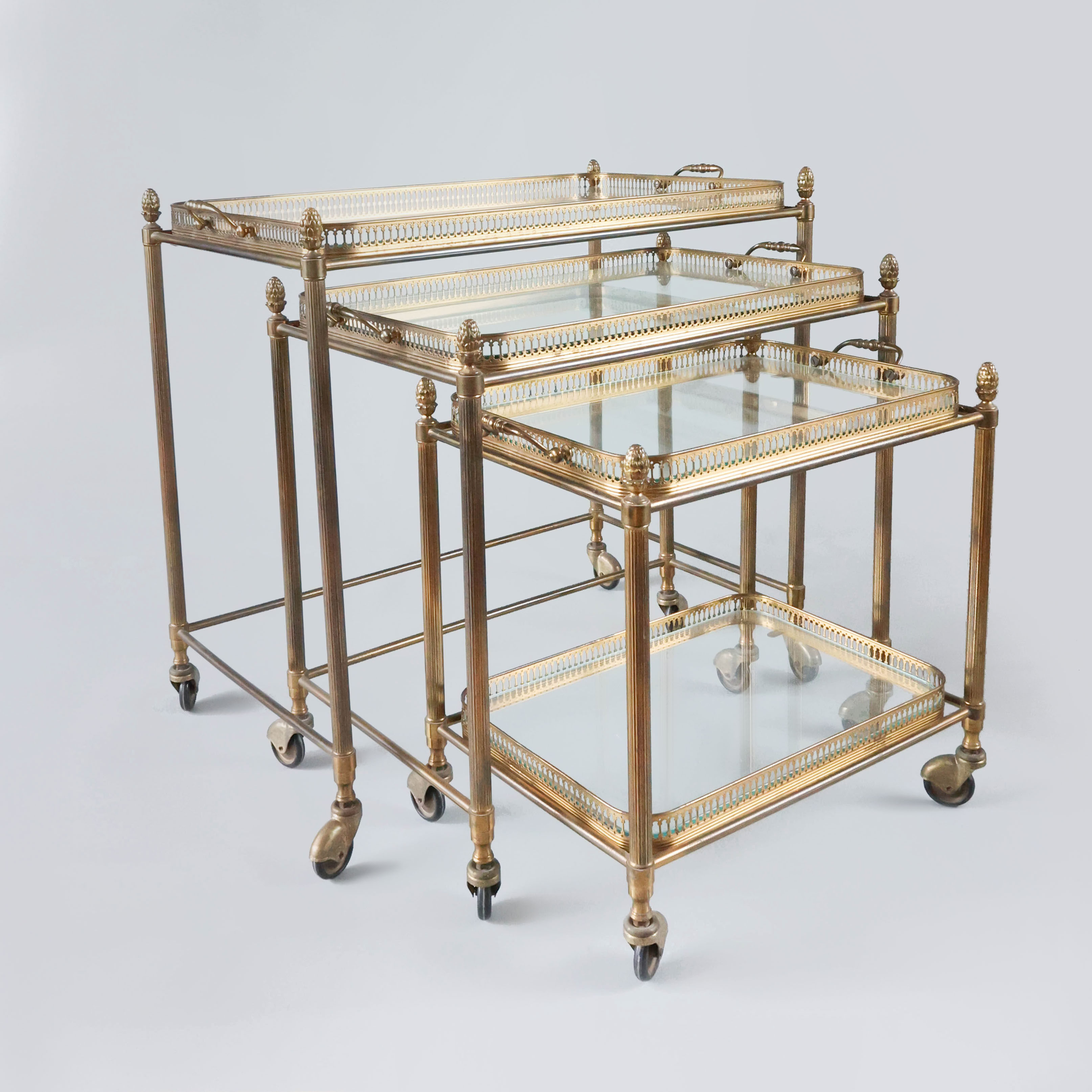 MAISON JANSEN ATTRIBUTED NESTING BAR CARTS
