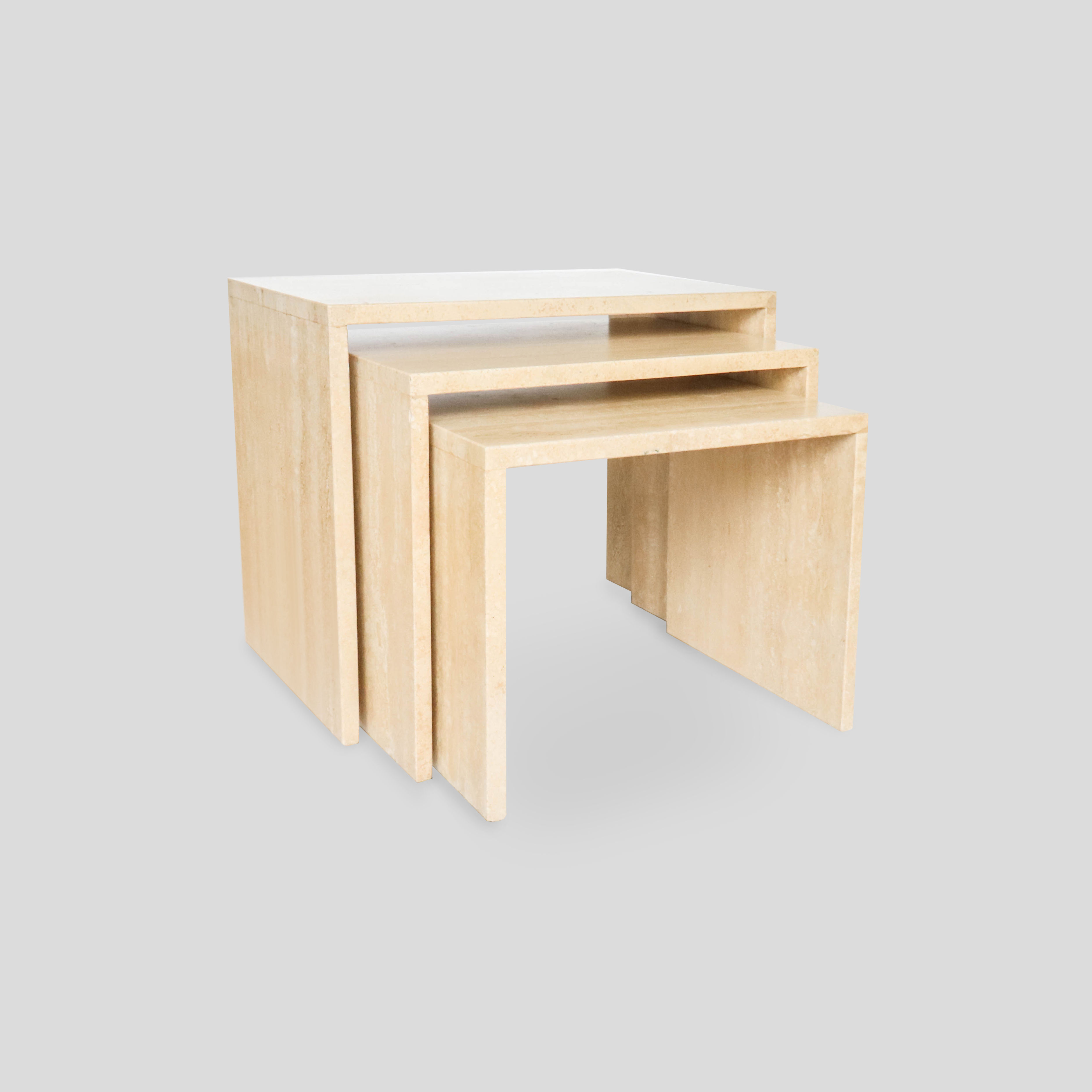 VINTAGE TRAVERTINE NESTING TABLES