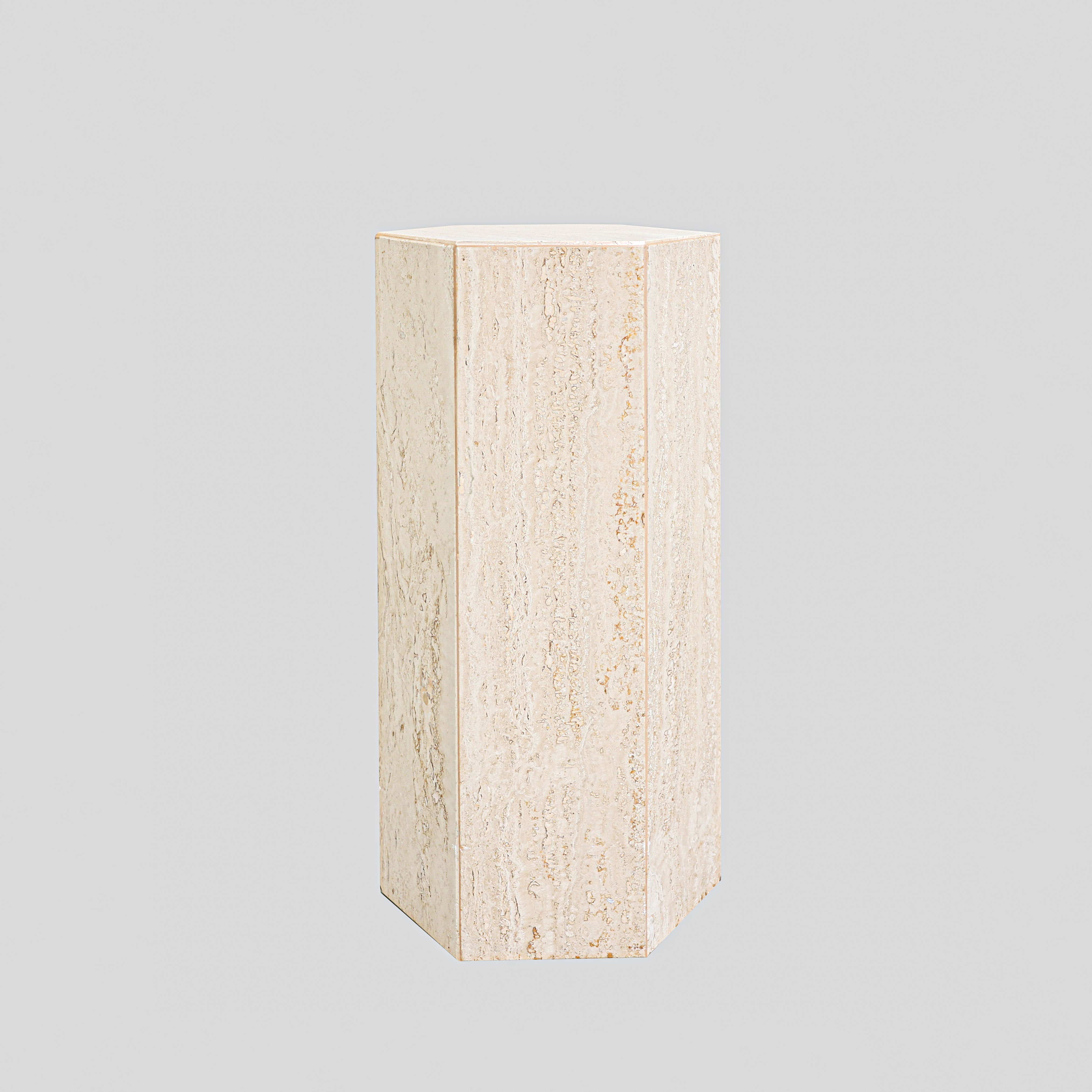 VINTAGE TRAVERTINE PEDESTAL, 1980s.