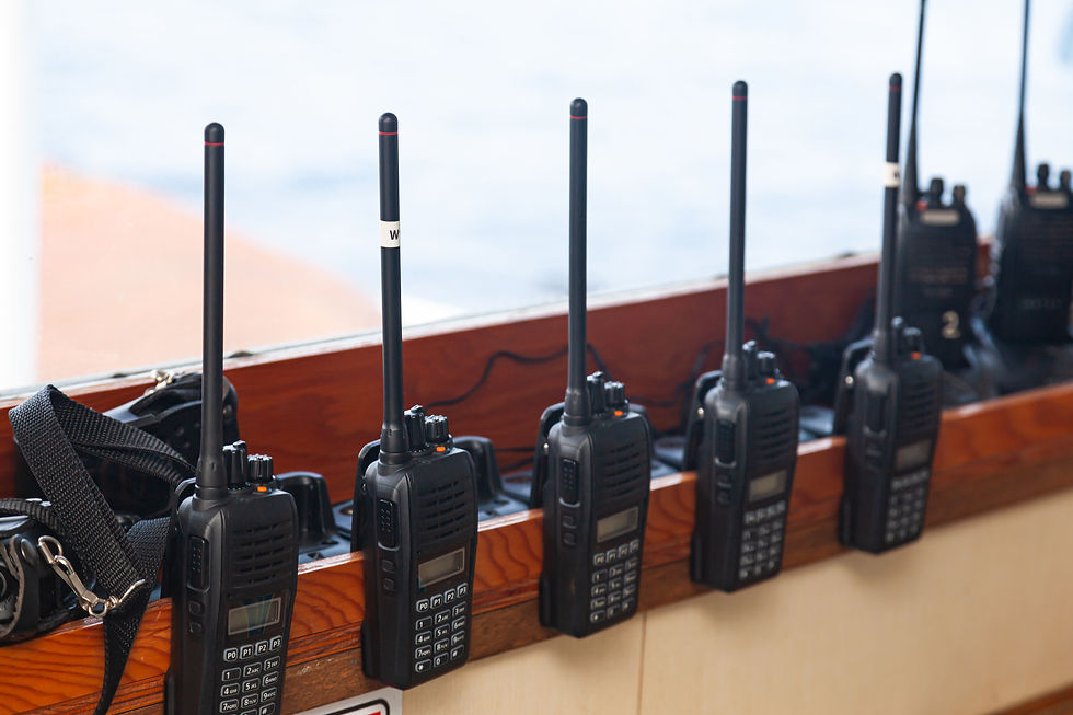 VHF Radios ready to be used by City Sailing.