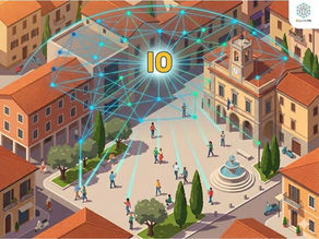 Illustrazione 3D isometrica di una piazza italiana con cittadini che utilizzano smartphone per inviare dati georeferenziati a una rete digitale luminosa. Il logo IOparteciPA funge da hub centrale, rappresentando l'infrastruttura Civic Tech che trasforma la comunità in sensori intelligenti per la Smart City."