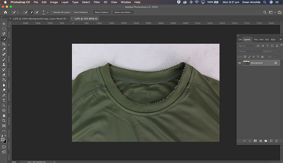 With the Quick Selection tool select top part of the neck