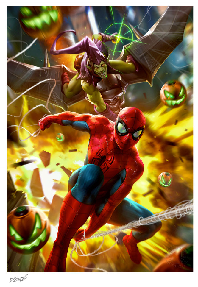 Sideshow Spider-Man vs Green Goblin Fine Art Prints
