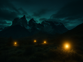 An artist's depiction of the mysterious lights of Pategonia