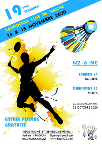19ème tournoi de Maîche ! 14 et 15 Nov 2020 à Maîche