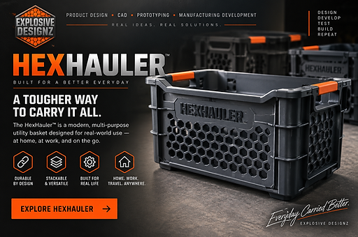 HexHauler and StealthShell Pro physical product prototypes in development