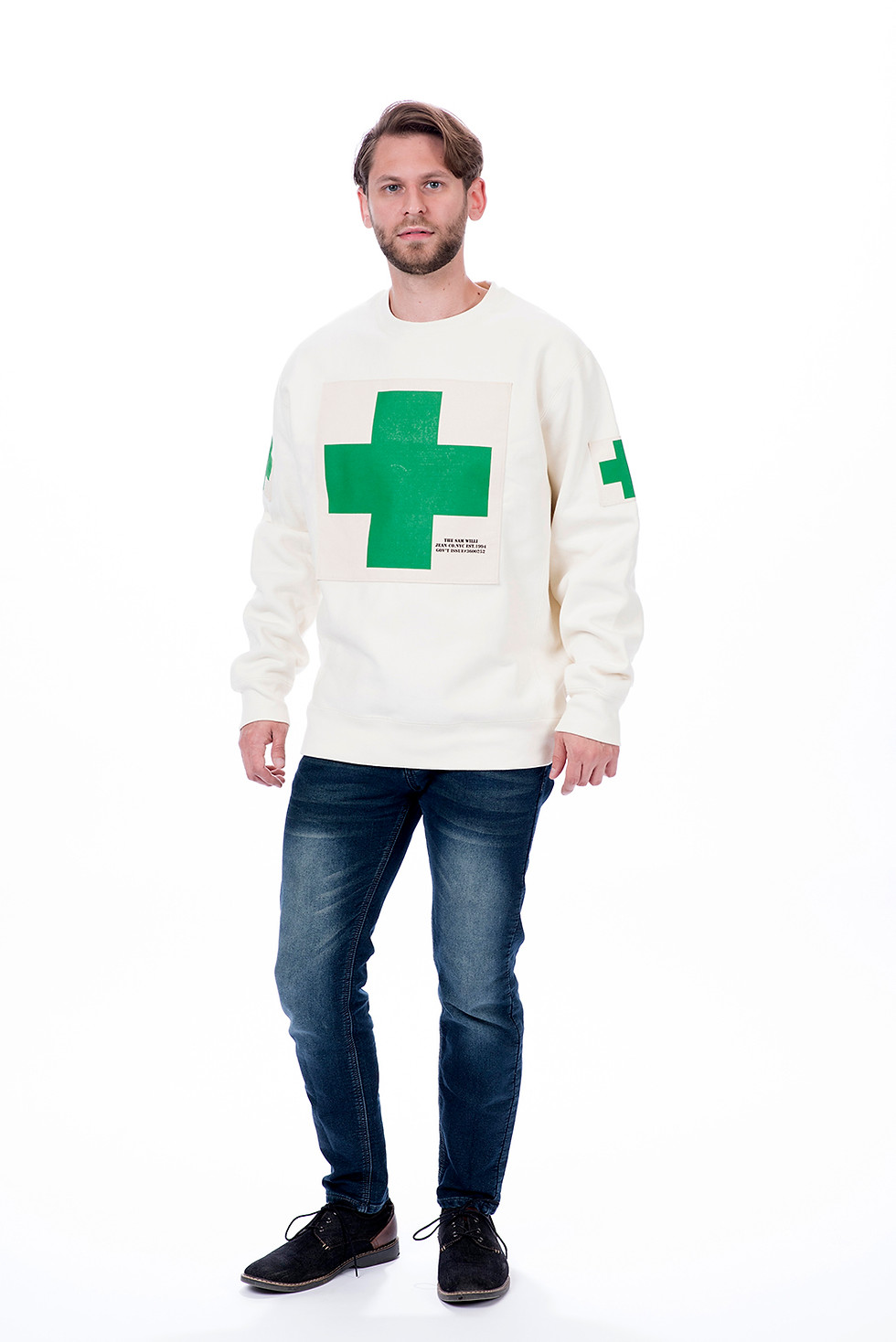 Thumbnail: Men's medicore big badge green heavy weight sweatshirt