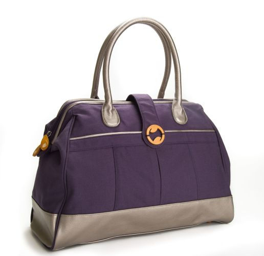 Purple and silver handbag, gold detail, Lucca - Luxury Wallet, elegant design.