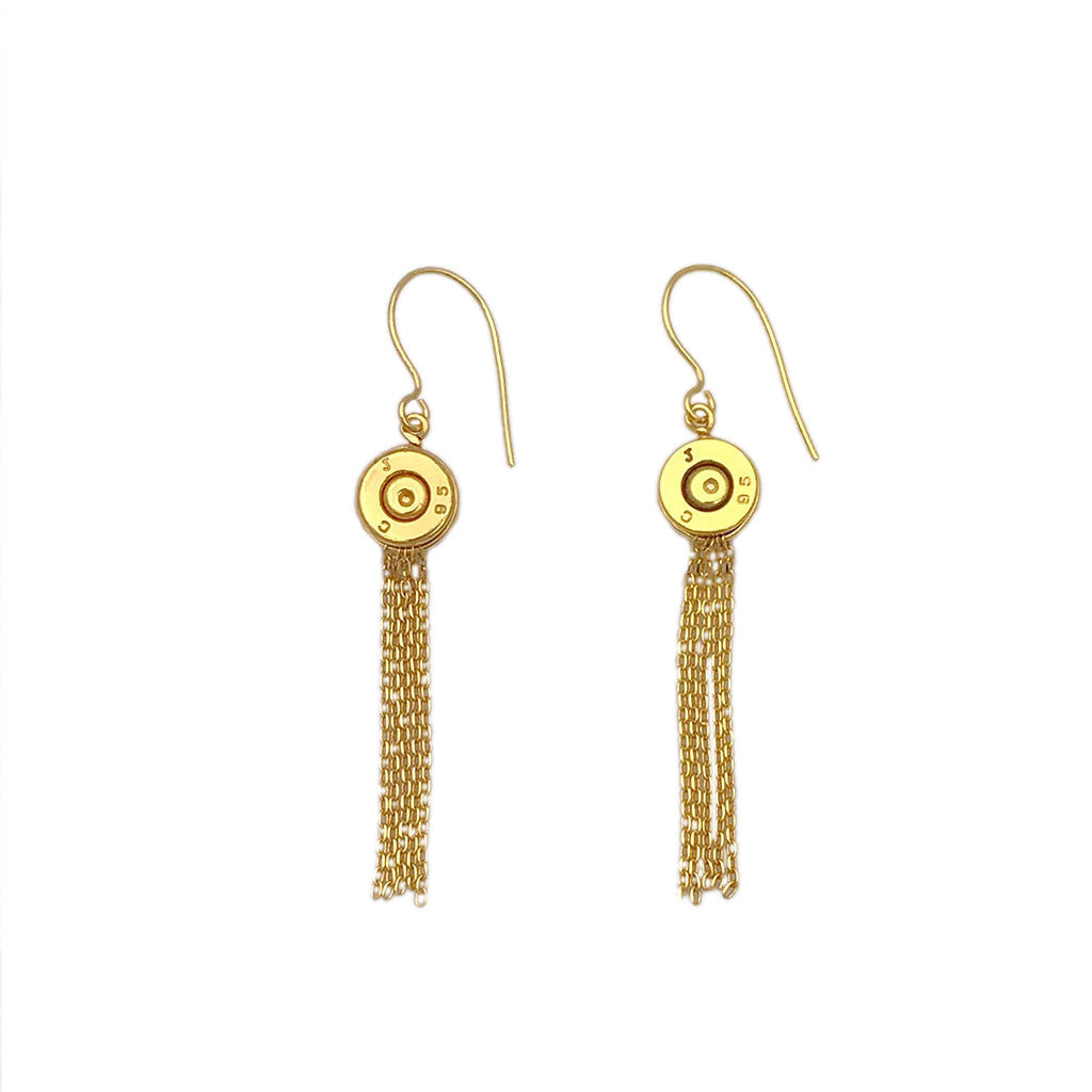 Gold earrings with tassel design, elegant and eye-catching accessory Khaam Fefalene