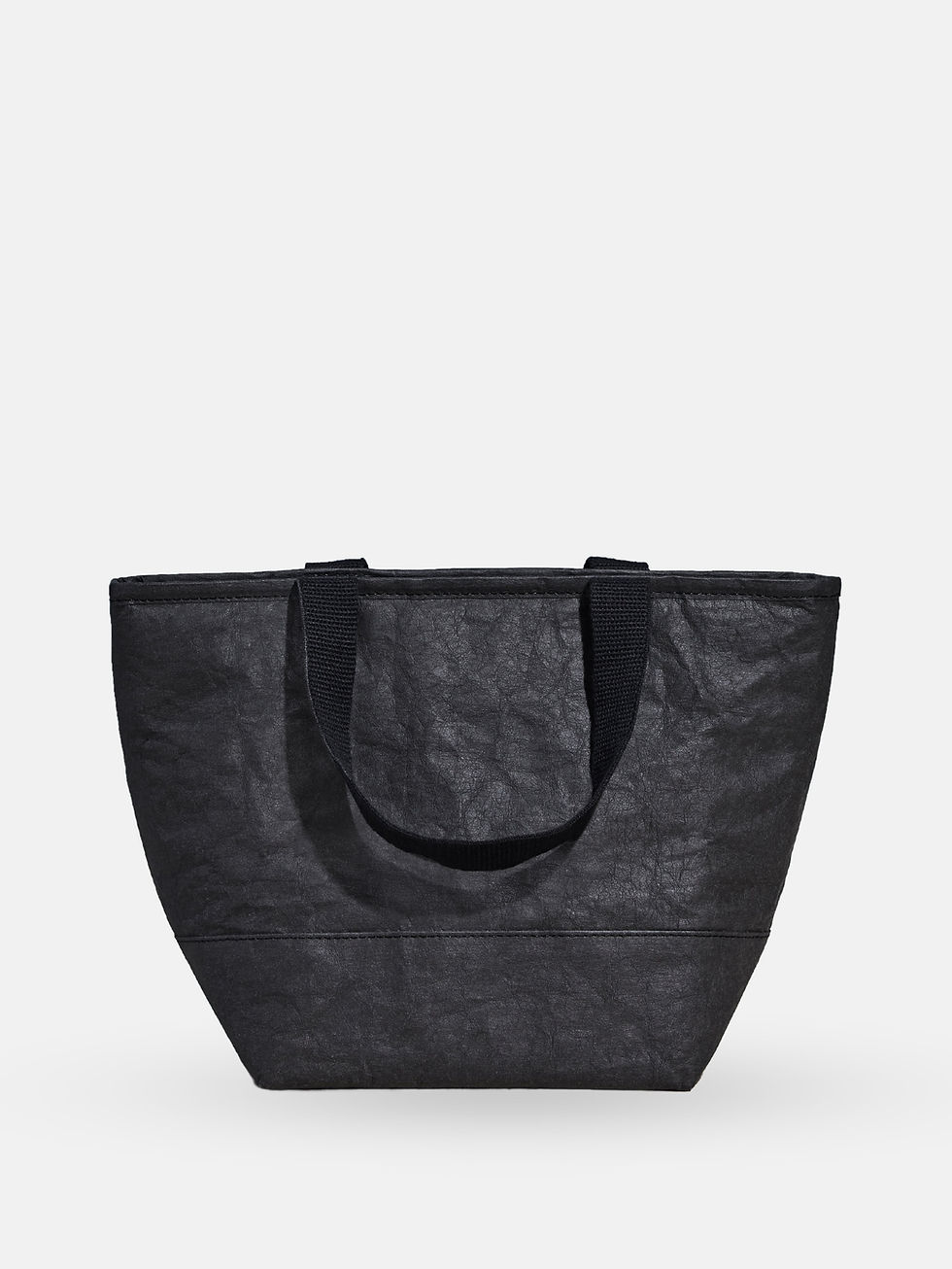 Black tote bag with handles. Isolated on a white background.