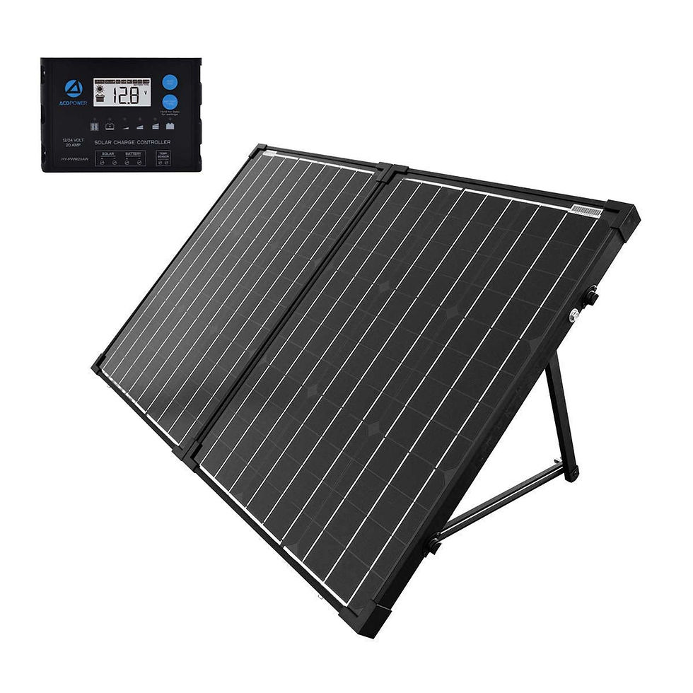 Foldable solar panel with display. ACOPower 100w 12v Portable Solar Panel kit, Foldab
