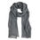 Thumbnail: Gray scarf draped, soft textile, stylish accessory, perfect for chilly weather outside.