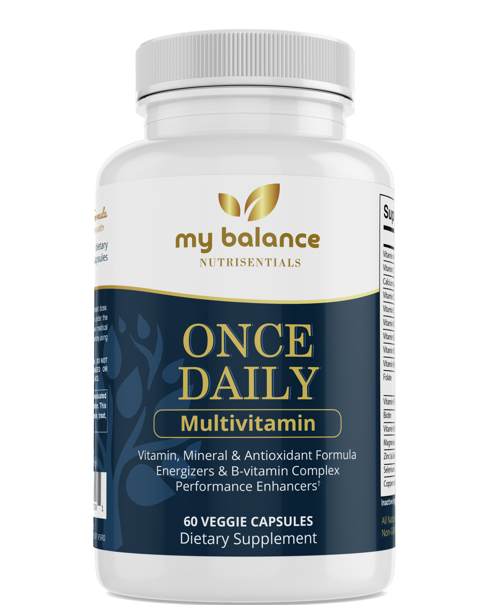My Balance Nutraceuticals Once Daily Multivitamin bottle. 60 veggie capsules, daily supplement.