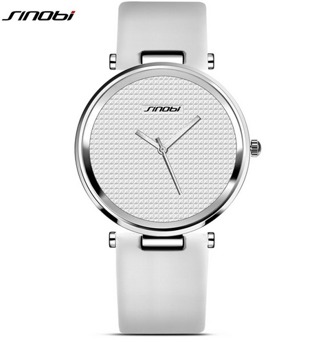 Miniatura: Relógios De Pulso SINOBI Moda Feminina Pulseira de Couro de Ouro