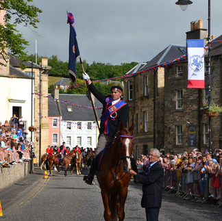Jethart's Callant does his iconic battle cry in front of the towns ramparts and people