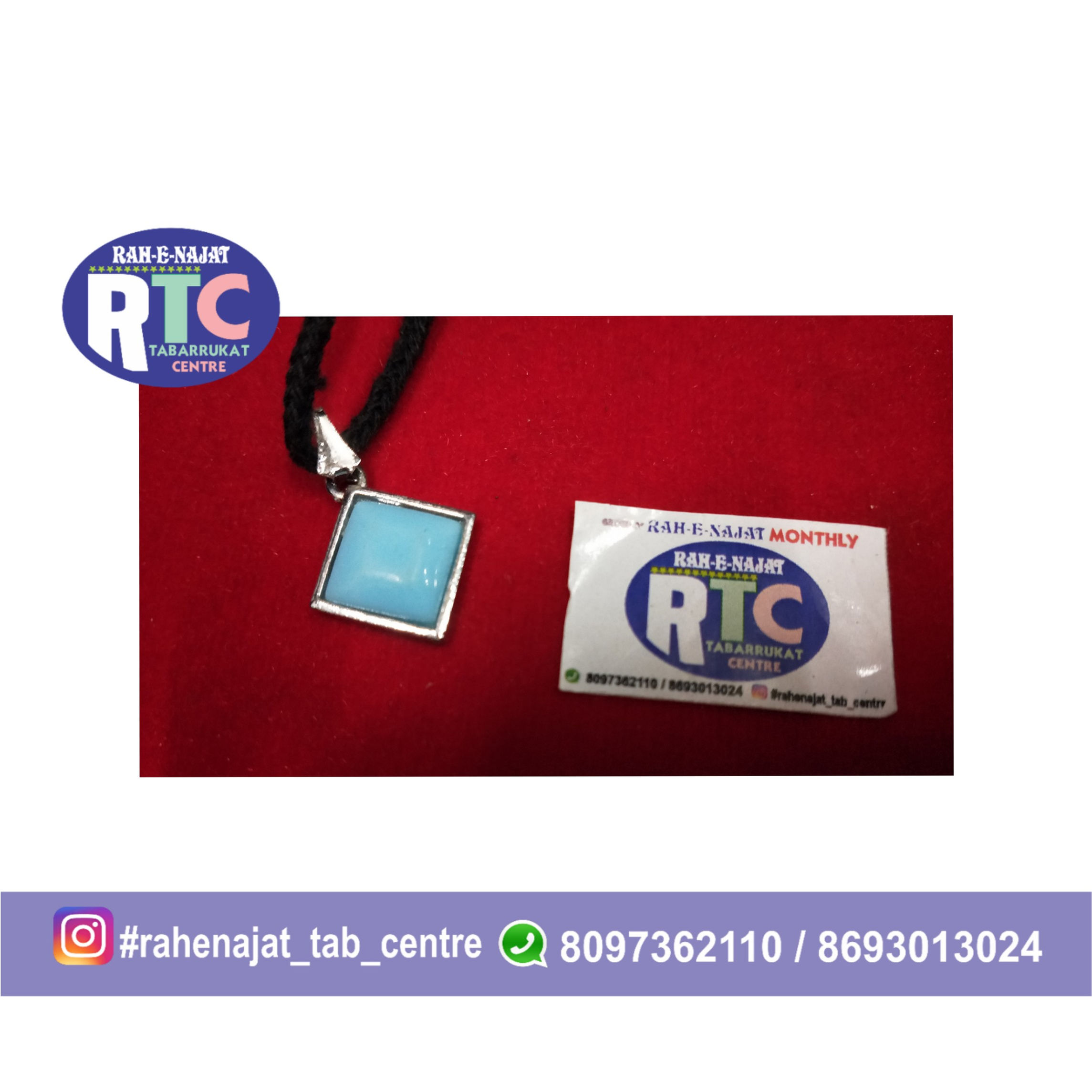 FIROZA | DIAMOND💎 SHAPED | IMITATION STONE | ISLAMIC LOCKET | WITH THREAD 