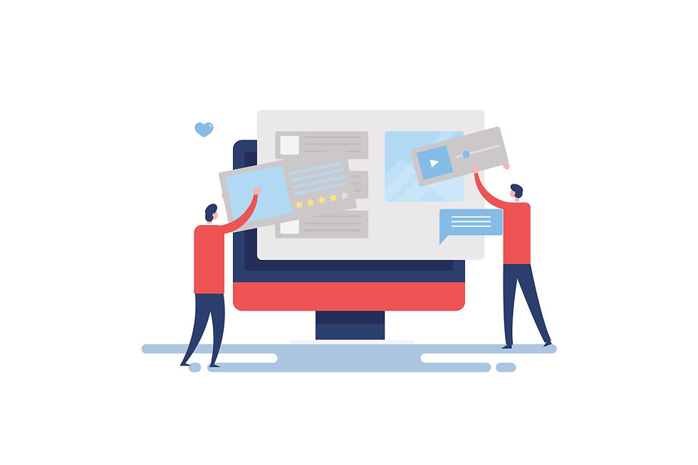 people adding content to website design project