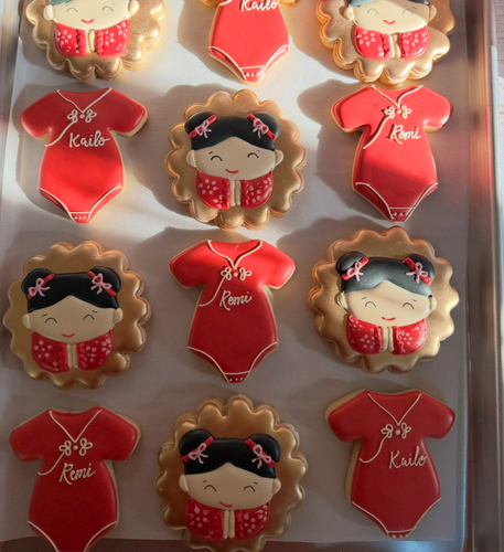 100 day celebration custom cookies / Asian baby cookies / red egg