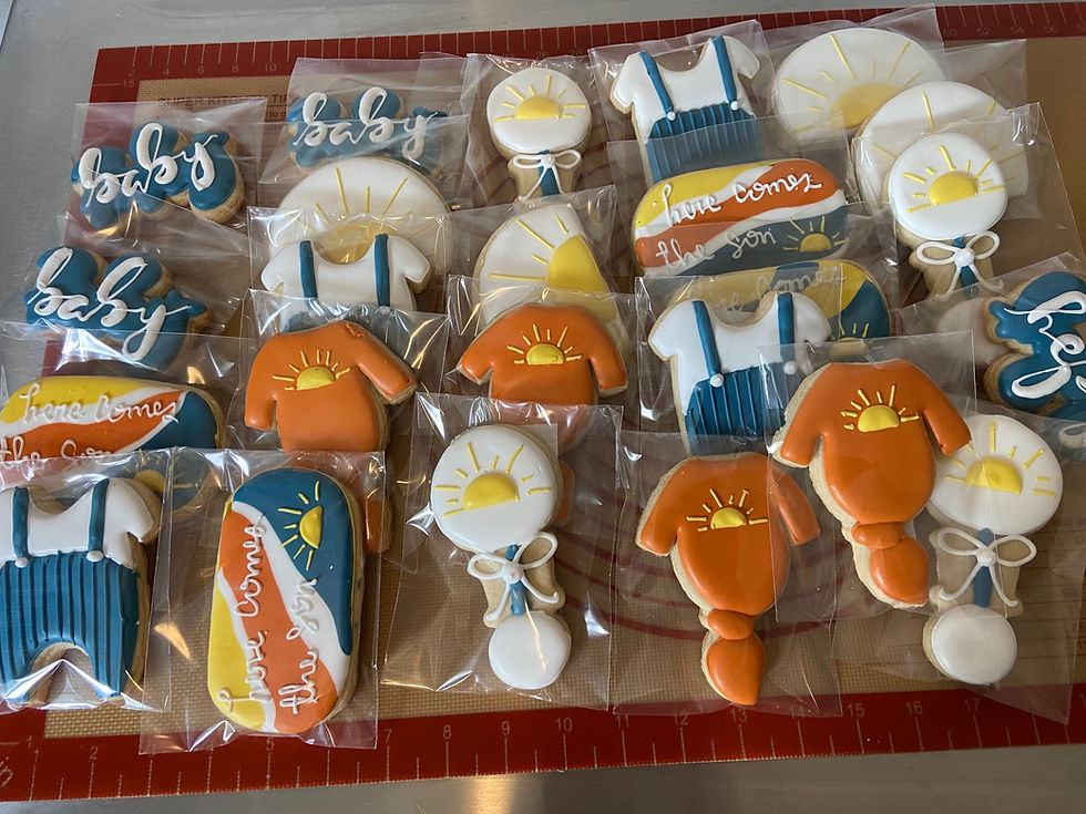 Thumbnail: 1 or 2 dozen here comes the son cookies / baby boy shower cookies / sun cookies