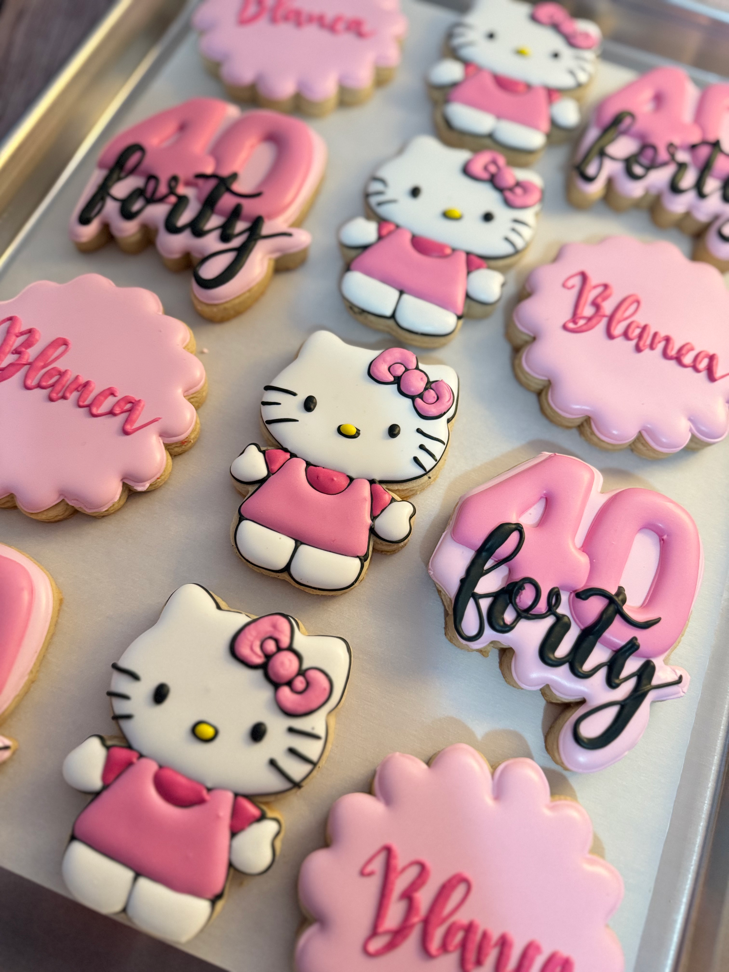 1 dozen  Hello kitty inspired sugar cookies / kitty birthday cookies 