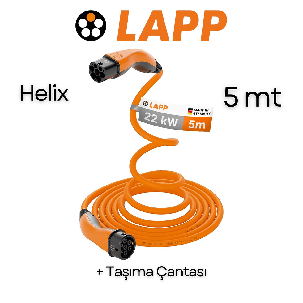 Küçük resim: Lapp Helix Elektrikli Araç Şarj Kablosu 5mt, 22 Kw, 32A, Üç Fazlı, Mod3,  Tip2