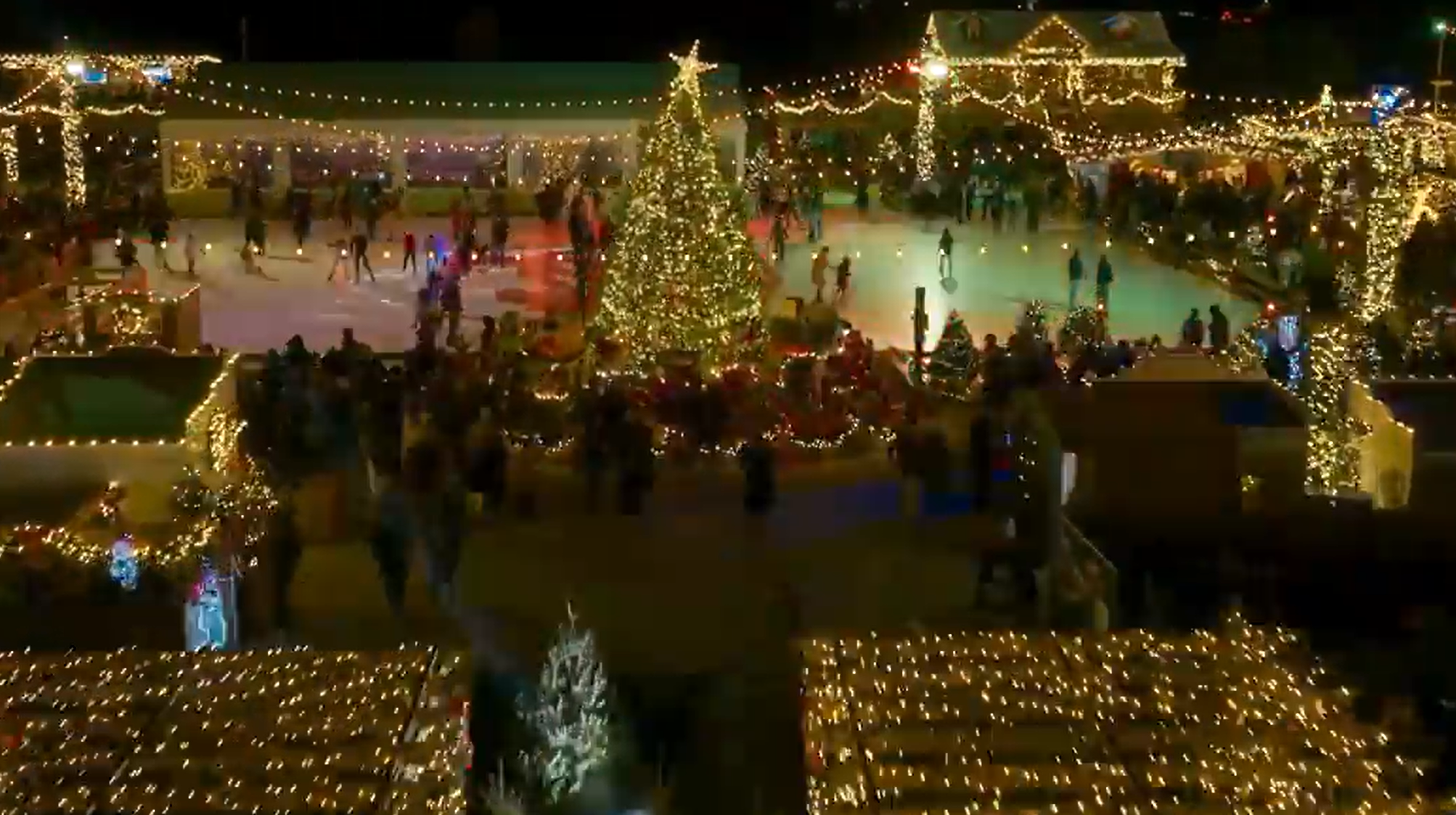Downtown and public holiday lighting display at night