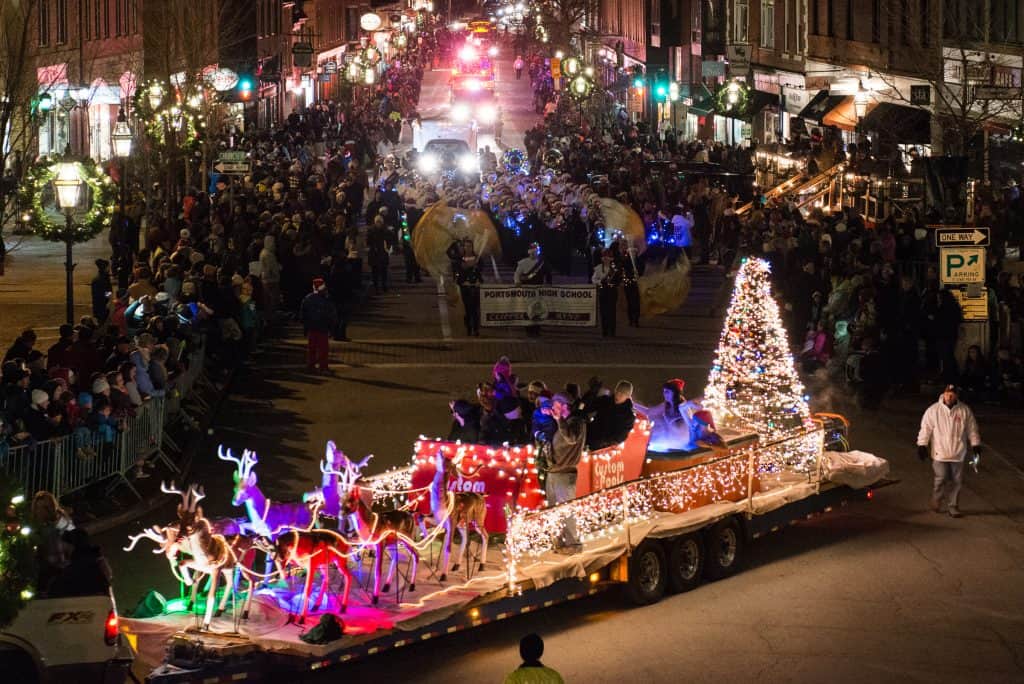 Downtown and public holiday lighting display at night