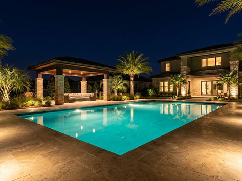 Pool area landscape lighting