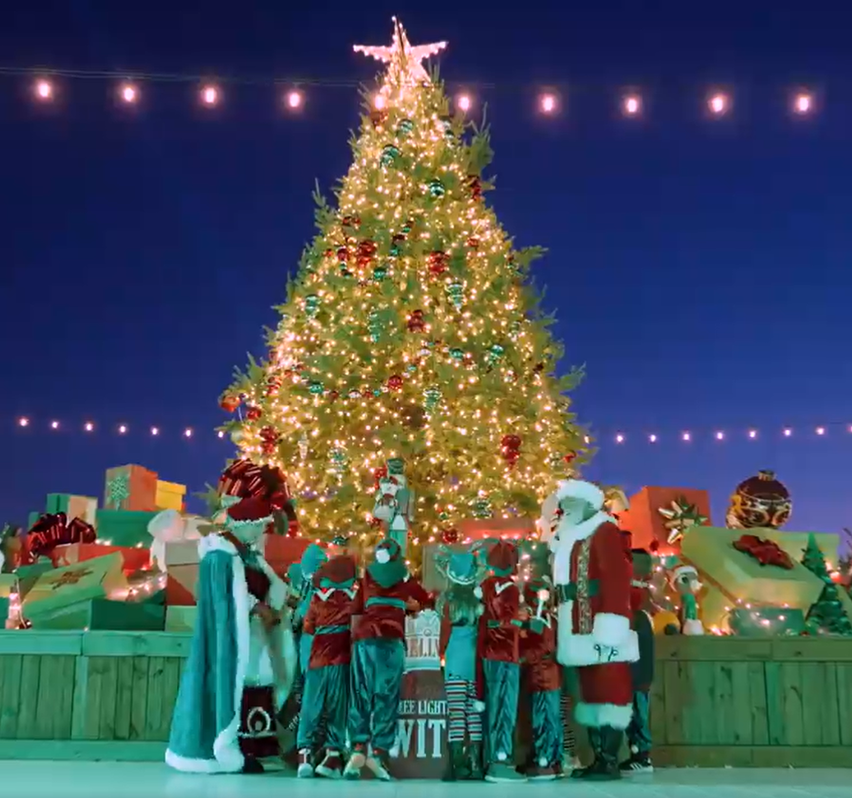 Downtown and public holiday lighting display at night