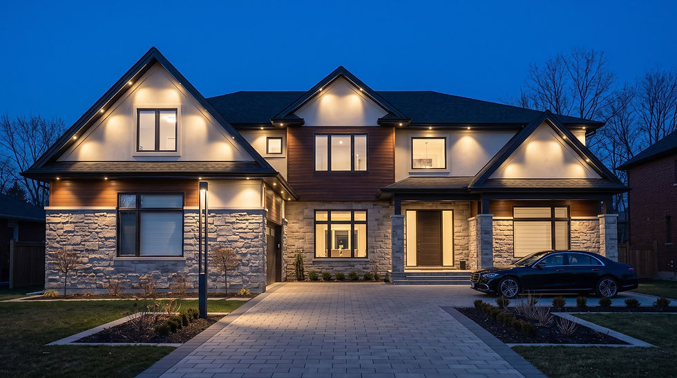 Permanent Roofline Track Lighting in Lumen Falls
