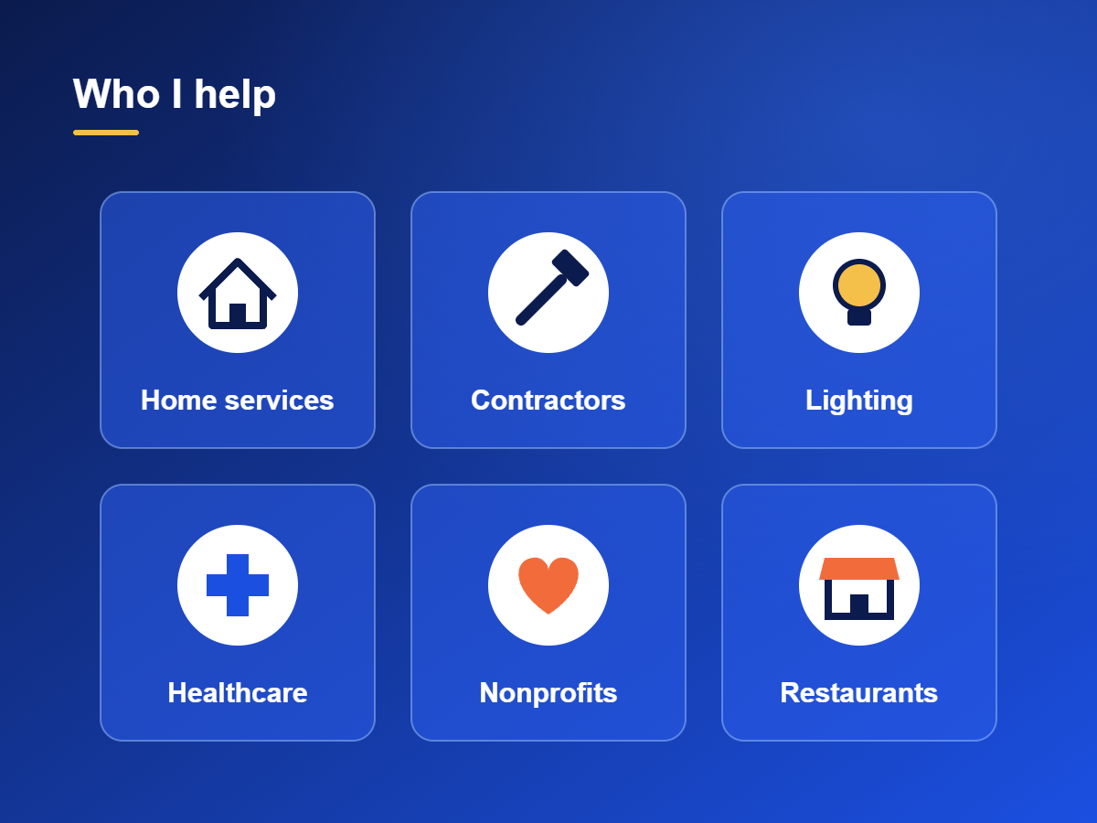 Illustration of the kinds of businesses I help