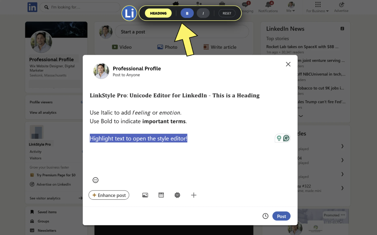 LinkStyle Pro: LinkedIn Content Styler