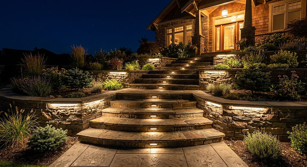 Step, Wall and Paver Lighting in Lumen Falls