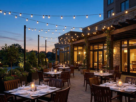 Restaurant patio bistro lights