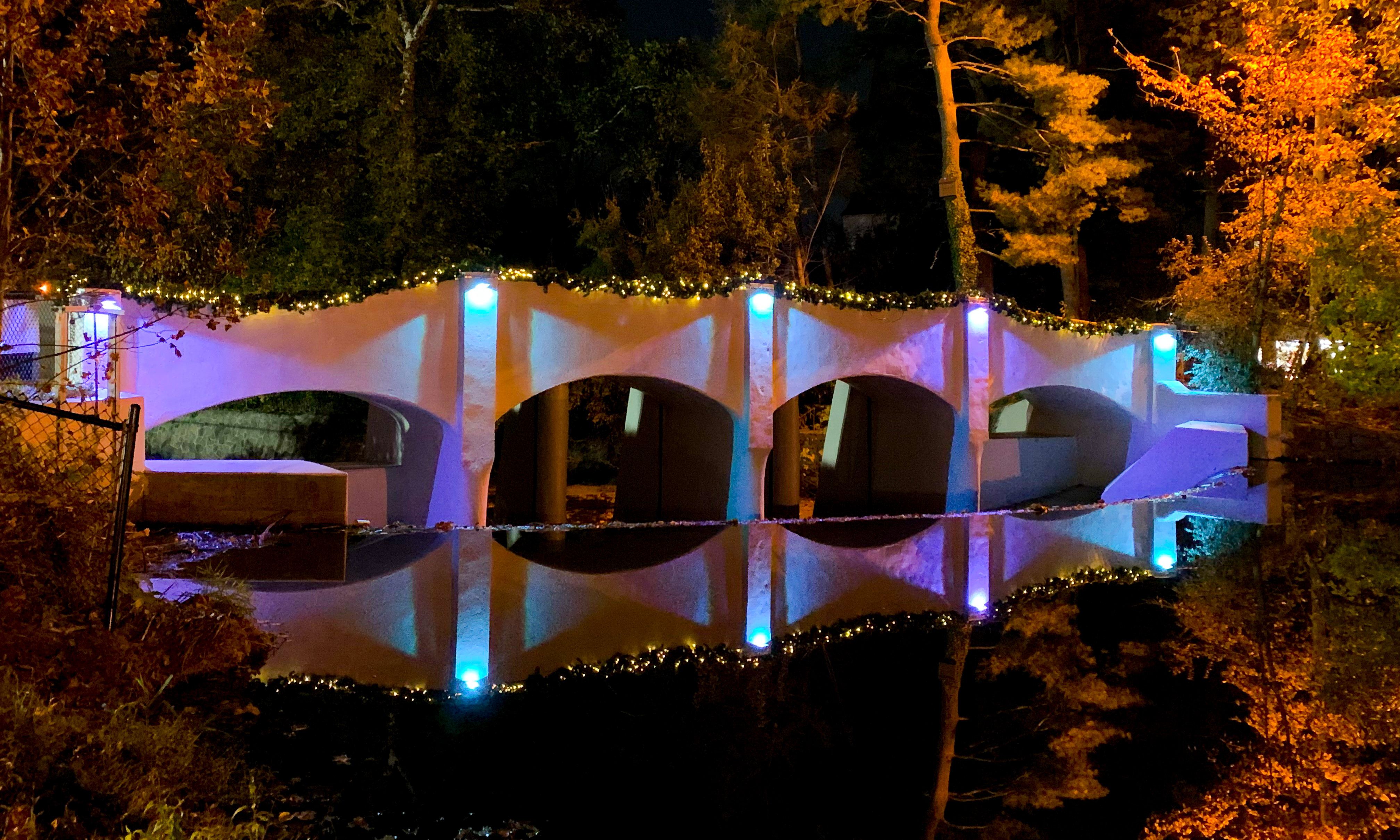 Downtown and public holiday lighting display at night