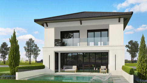 Bella Collina golf villa rear rendering with pool - Montverde, FL