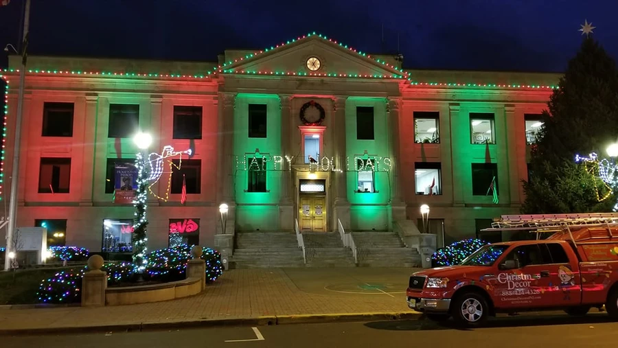 Downtown and public holiday lighting display at night