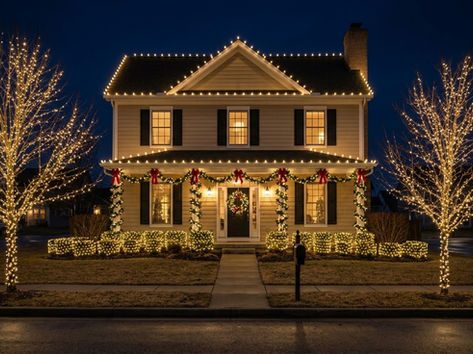 Home after professional holiday light installation