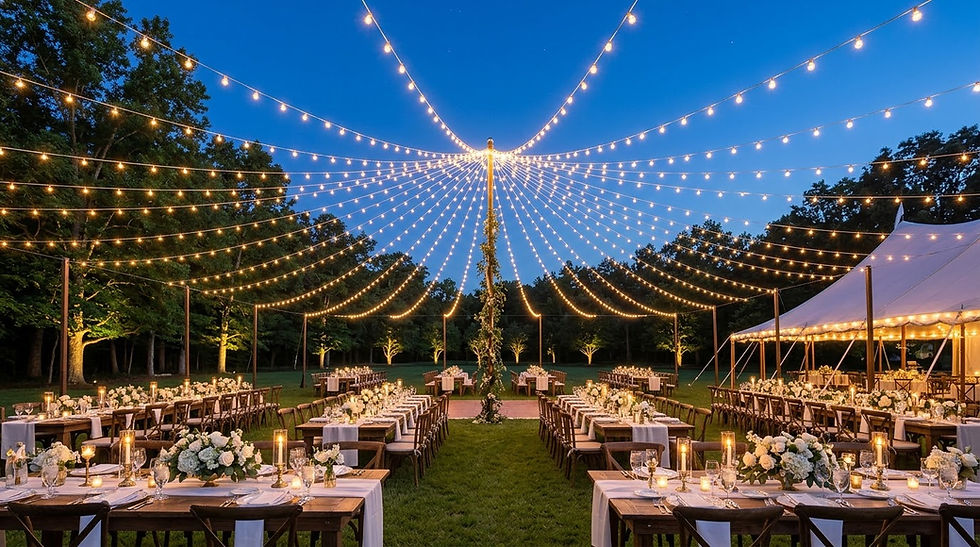 Event and Wedding String Lighting in Lumen Falls