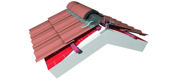 Vernieuwde nokvorsten na renovatie op pannendak