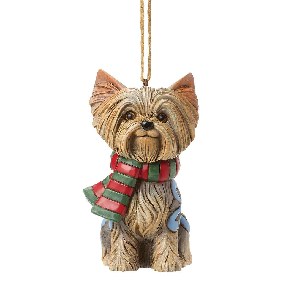 Christmas Dog Yorkie Ornament front view