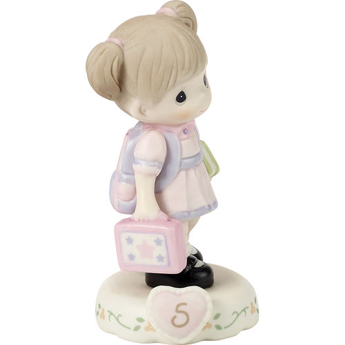Precious moments growing in grace Brunette Age 5 girl figurine front view