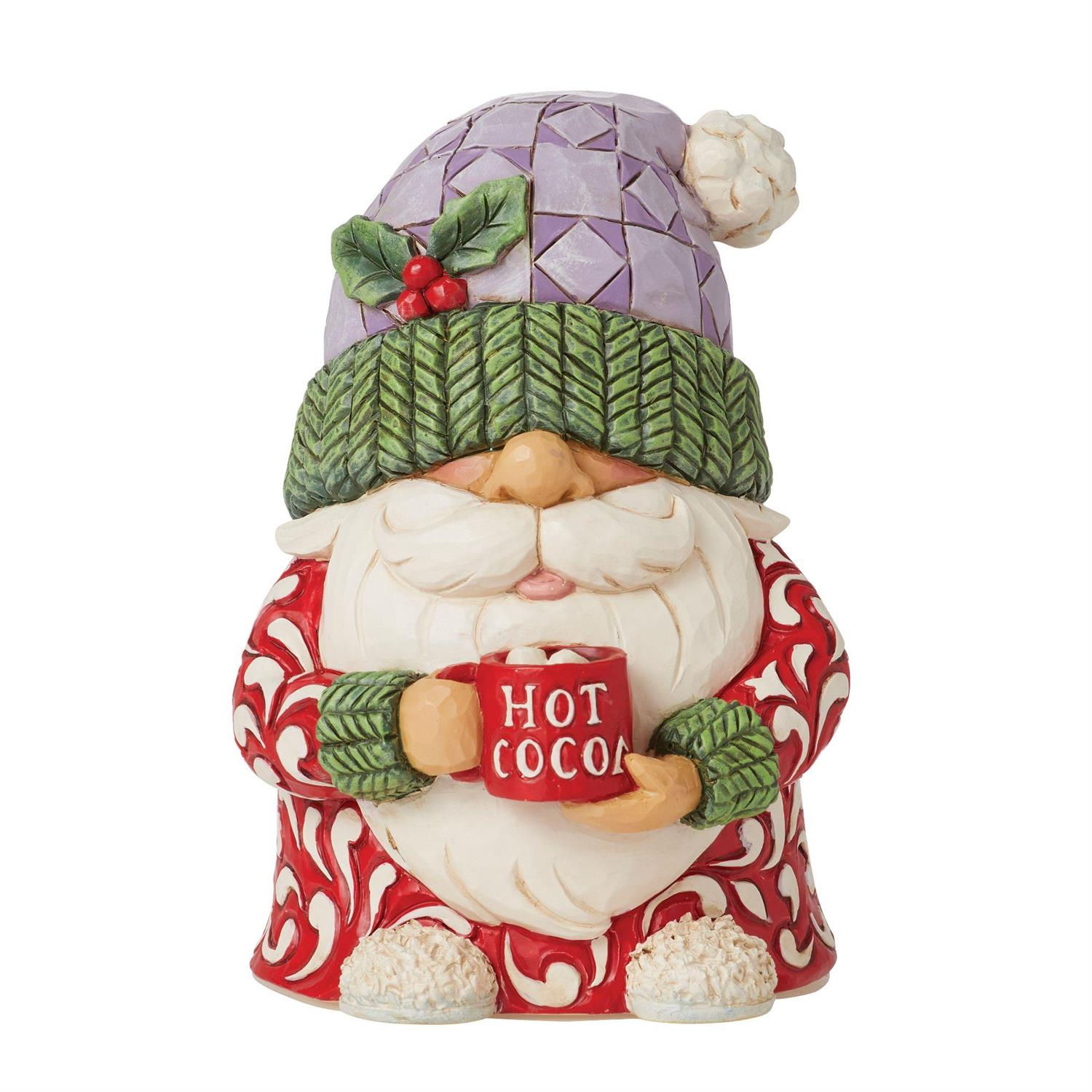 gnome with hot cocoa figurine front view