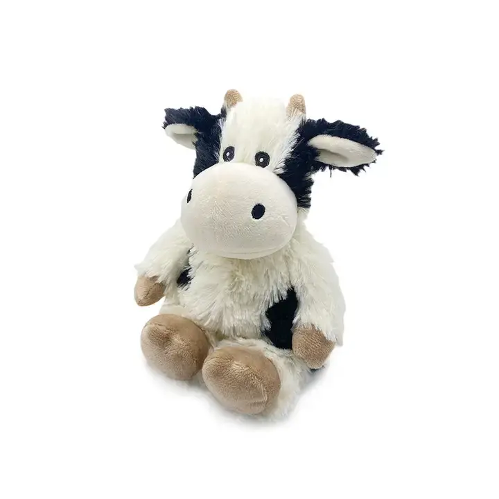 Black and White Cow Junior Warmies plush front view