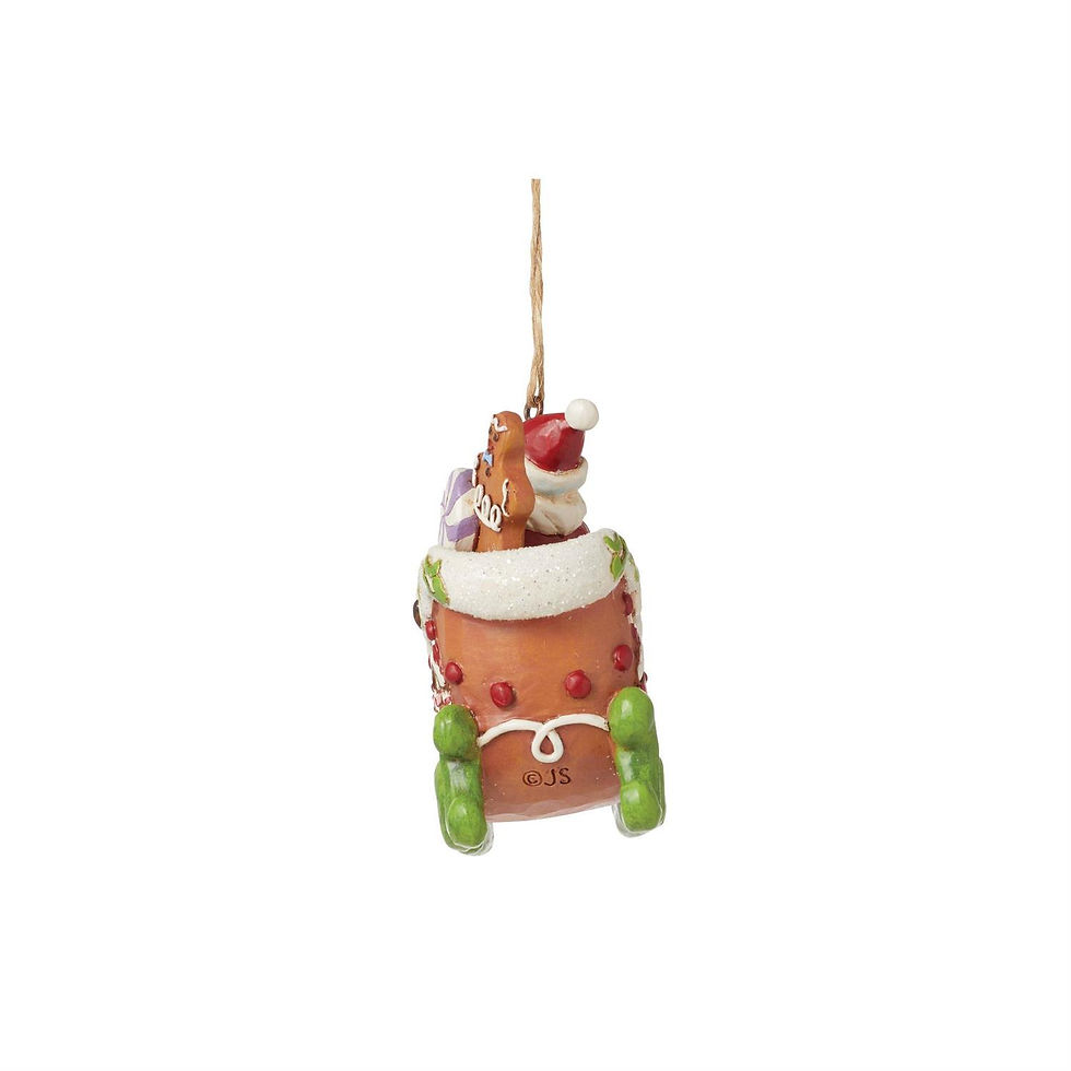 Thumbnail: Gingerbread Santa in Sleigh Ornament side view