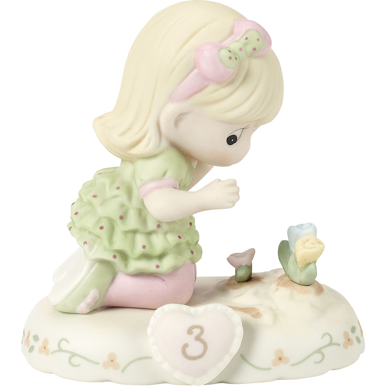 precious moments growing in grace Blonde Age 3 girl figurine front view