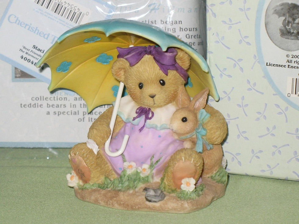 cherished teddies Staci holding a bunny, Best Friends Give The Warmest Hugs, 4004804 front view