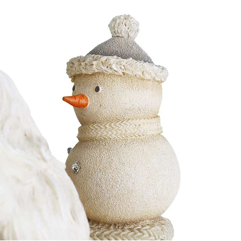 Santa In The Meadow close up view of snowman