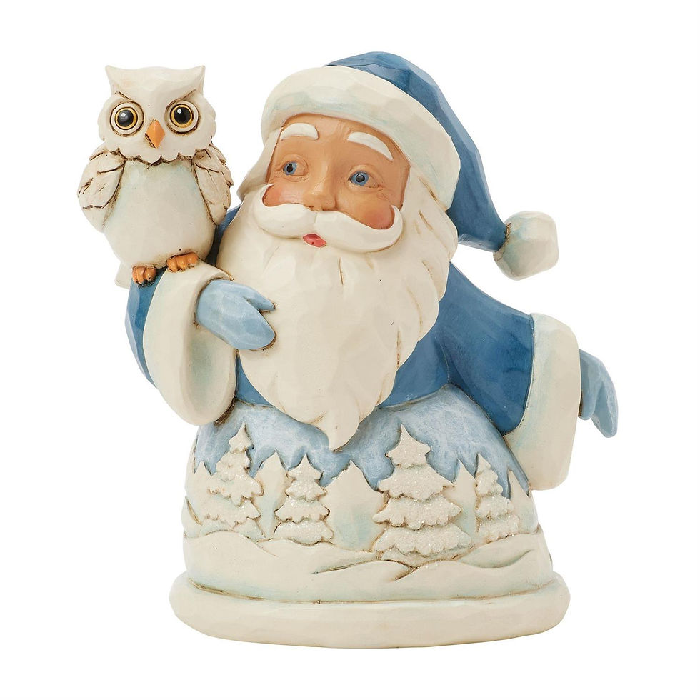 Jim Shore's Heartwood Creek Blue Santa with Owl 6017274 front view