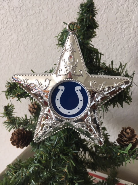 Indianapolis Colts Silver Star Ornament front view
